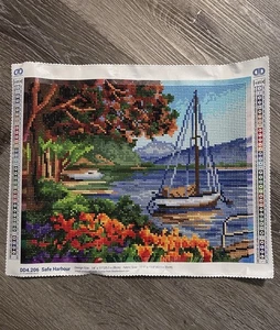 Diamond Painting Finished Completed 3D Wall Art 14x11” SAFE HARBOR SAILBOAT - Afbeelding 1 van 11