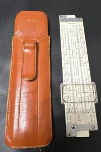 Estuche de cuero vintage Keuffel & Esser K&E EE. UU. 7" regla deslizante con clip 1947 - Imagen 1 de 4