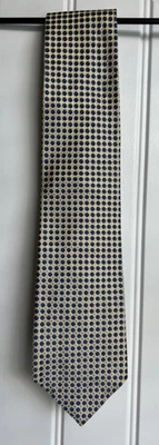 Corbata de seda Tommy Hilfiger dorada y azul geométrica de diseñador Foto 1 de 2