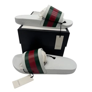 Gucci Pursuit 72 Pool Slides White Red Green Slides / Women's 9 - Picture 1 of 12