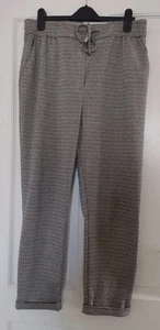 F&F BROWN DOGTOOTH CHECK TROUSERS SIZE 14 - SHORT - Picture 1 of 5