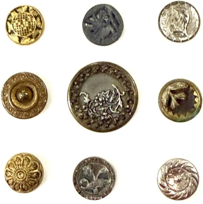 Lote de 9 botones antiguos de metal victoriano Foto 1 de 4
