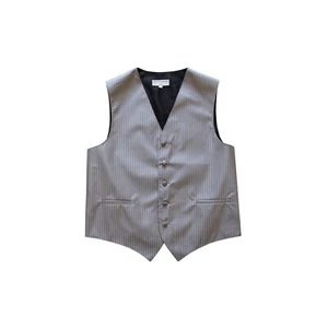 Neu Herren Smoking Weste Weste vertikale Streifen nur Abschlussball Hochzeit Party grau - Bild 1 von 2