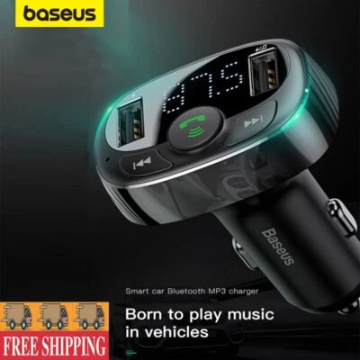 Baseus Car Bluetooth FM Transmitter Wireless USB Charger MP3 Player Handsfree UK - Image 1 of 4
