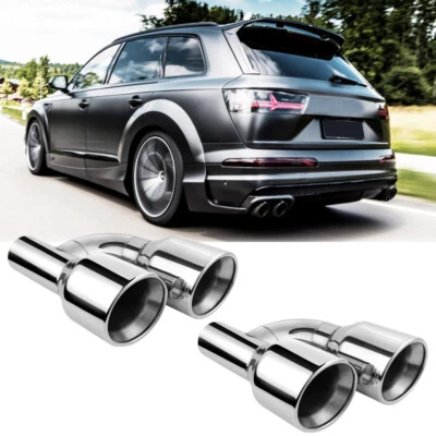 Punta de escape de acero inoxidable estilo cuádruple doble 4" para Audi Q7 Q8 SQ7 SQ8 corte inclinado Foto 1 de 4