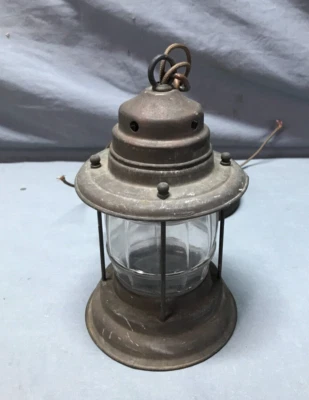 Lámpara colgante de latón linterna náutica vintage tarro de gelatina vidrio antiguo 576-25B Foto 1 de 4