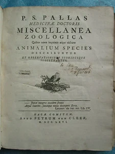 PALLAS : MISCELLANEAE ZOOLOGICA, 1766. In-4, veau rose, 14 pl., ex. de DESMAREST - Picture 1 of 12