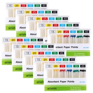 10X Dental Absorbent Paper Points 15-40# Taper .06 Root Canal Cleaning Tips - Picture 1 of 12