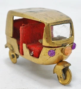Vintage Brass Rickshaw Tuk Tuk Figurine Original Old Hand Crafted - Picture 1 of 8