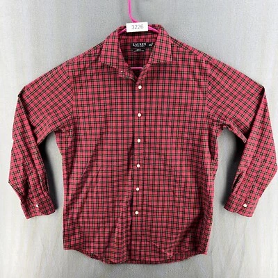 RALPH LAUREN“黑色标签”红色格子连衣裙衬衫 16.5 34/35 码 — 第 1/4 张图片