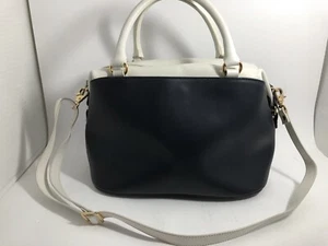 Hermoso bolso de mano Gianni Notaro azul y crema de cuero italiano Saffiano - Imagen 1 de 9