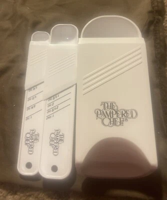 3 PAMPERED CHEF Adjustable Sliding Measuring Cup and Spoons Utensil Kitchen  - Image 1 of 2