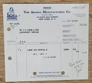 1932 Billhead New York City The Arabol Manufacturing Company Egypt Sphinx Giza - Picture 1 of 1