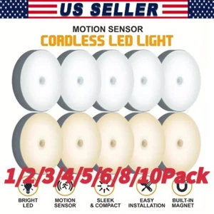 LED Motion Sensor Under Cabinet Closet Light USB Rechargeable Kitchen Lamp - Picture 1 of 13