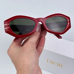 Dior DIORSIGNATURE B1U 35C0 Shiny Red Dark Green Women Butterfly Sunglasses NEW - Picture 1 of 11