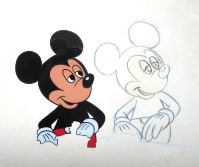 MICKEY MOUSE 1980's WALT DISNEY ORIGINAL PRODUCTION CEL + DRAWING - Image 1 of 4
