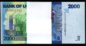 Uganda 2000 Shillings 2021 2022, UNC, BUNDLE 100 PCS Consecutive, P-50, New Sign - Picture 1 of 5