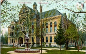 1910s Idaho Postcard State Capitol Building Fountain Front State Seal Boise ID - Picture 1 of 2