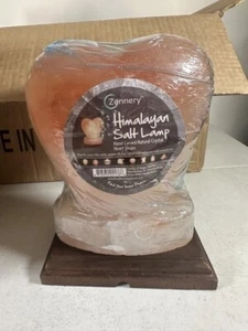 Zennery Heart Shaped Himalayan Salt Lamp on Wooden Base NEW in Box 8 Tall - 9LBS - Picture 1 of 2