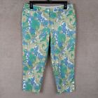 Talbots Pants Womens 6P Green Yellow Floral Perfect Crop Casual Outdoor Stretch