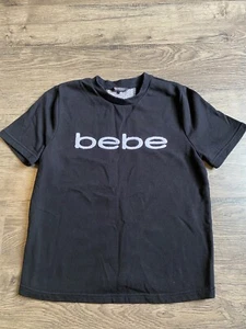 Womens BeBe sport short sleeve sweatshirt mesh back black size small - Picture 1 of 6