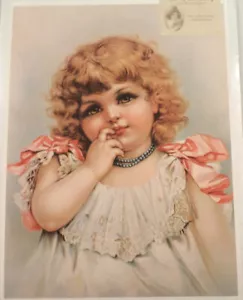 Estampado litográfico victoriano ""No seas tímido"" niña inocencia 12"" X 16 - Imagen 1 de 5
