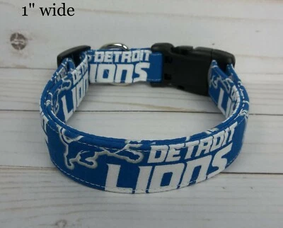 Detroit Lions NFL Terri's Collar de Perro Personalizado Hecho a Mano Ajustable 2021 Tela  Foto 1 de 4
