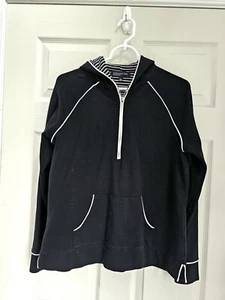 Jones New York Black & White Hoodie Top Women's Size Large Cotton Spandex - Picture 1 of 4