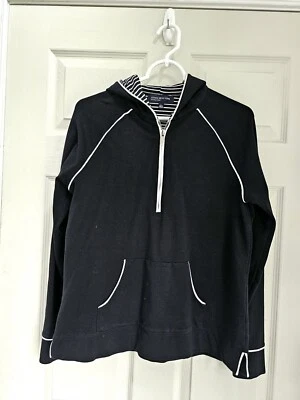 Jones New York Black & White Hoodie Top Women's Size Large Cotton Spandex - Image 1 of 4