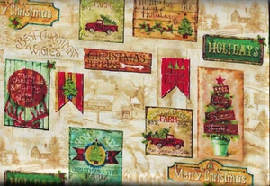 45" 100% cotton Holiday fabric "Noel Toile" by Oasis Fabric - Picture 1 of 1
