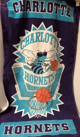 Vintage Charlotte Hornets NBA Basketball Beach Towel Old Logo 56 x 30 Cover
