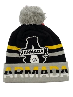 CCM Blainville-Boisbriand Armada Hockey Winter Hat Cap Pom Black Yellow Grey NWT Foto 1 de 4