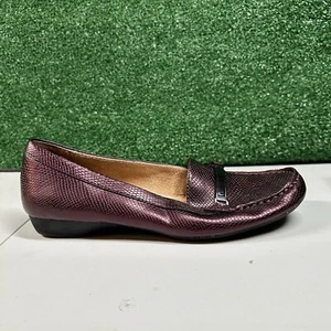 Naturalizer Gadget Loafer Womens 9 M Purple Snakeskin Shoes Slip On Casual - Picture 1 of 12