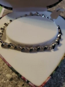 925 Sterlingsilber schwarzer Saphir Tennisarmband Geschenk Schmuck Größe 8" kt 6,8 - Bild 1 von 6