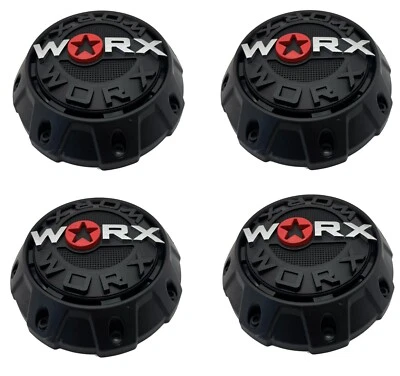 WRX-8856SB 912S11 Worx Black Wheel Center Cap with SCREWS - Image 1 of 4