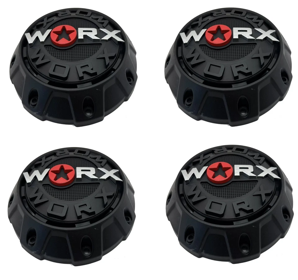 WRX-8856SB 912S11 Worx Black Wheel Center Cap with SCREWS - Image 1 of 4