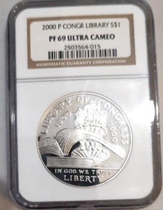 2000 $1 Library of Congress Silver Dollar Modern Commemorative Coin PF69 - Picture 1 of 2