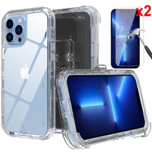 For iPhone 13/12/Pro/Max Case Belt Clip Holster Cover+Tempered Glass Protector - Picture 1 of 34