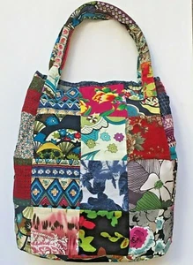 Patch-Work Quilt Fabric Handmade Tote Bag / Shoulder bag (14" x 17" x 6.5") B-62 - Picture 1 of 8