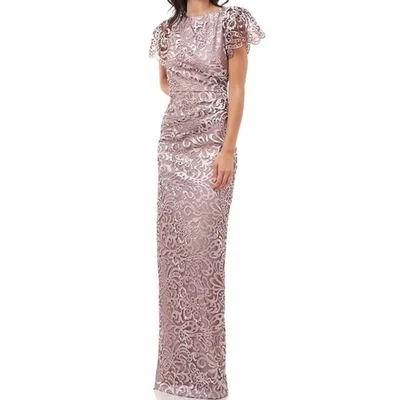 Maxi Vestido JS COLLECTION Talla 12 L Rosa Rubor Manga Acampanada Bordado NUEVO B95 Foto 1 de 4