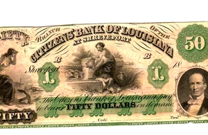 $50 "CITIZENS BANK" (LOUISIANA) 1800'S "CITIZENS BANK" (LOUISIANA) CRISPY!!!!!!! - Picture 1 of 3