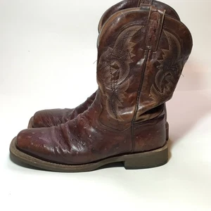 Dan Post Boots Men's Genuine Ostrich Square Toe Size 10D Brown Embroidered - Picture 1 of 13