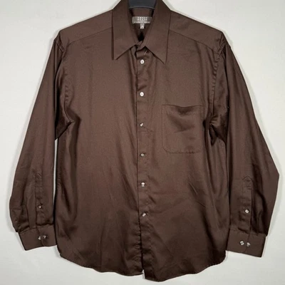 Crazy Horse Shirt SATEEN Men 16 34/35 Brown Casual Business Button Up Shirt - Image 1 of 4