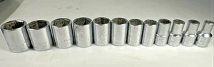 wright USA chrome 3/8 drive short socket set vtg - Metric set - Bild 1 von 12