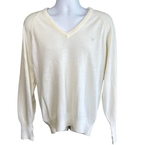 Vintage 80er Herren Christian Dior V-Neck Pullover Elfenbein Gr. M Preppy Quiet Luxus - Bild 1 von 6