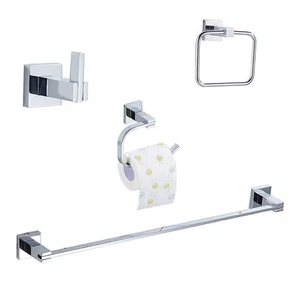 Bathroom Accessories Set Polished Chrome Square Modern Concealed Fittings - Picture 1 of 11