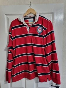 Hackett Rugby Shirt marine rot gestreift Langarm Kragen Polo Größe L - Bild 1 von 6