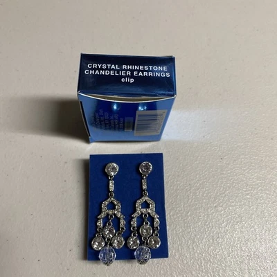 2008 Avon Jewelry • Crystal Rhinestone Chandelier Earrings • clip style - Image 1 of 4