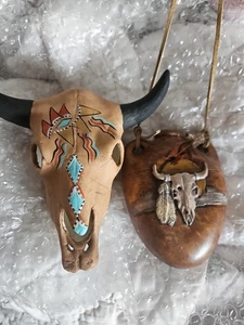 Southwest Design 4,5" Keramik Kantine & Totenkopf Wanddekor Kunst Menge 2  - Bild 1 von 11