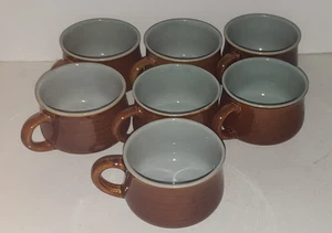 Red Wing Pottery Village Green Brown And Blue Coffee Cups, Set Of Seven - Picture 1 of 3